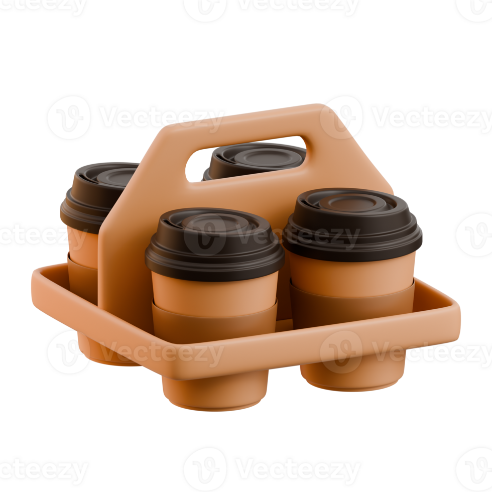 Coffee Cup Carrier Tray 3D Coffee Icon png