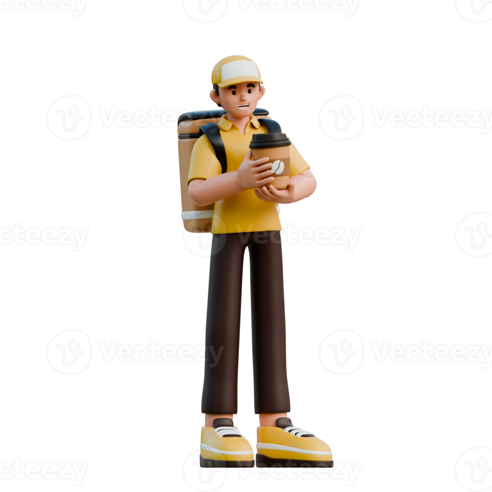 3D Character Delivery Boy with Backpack png