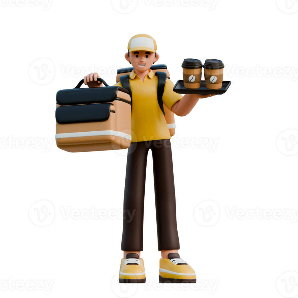 3D Character Coffee Delivery Guy png