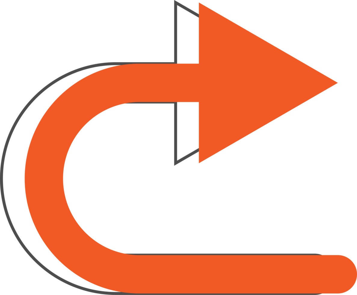 Orange arrow shape return png