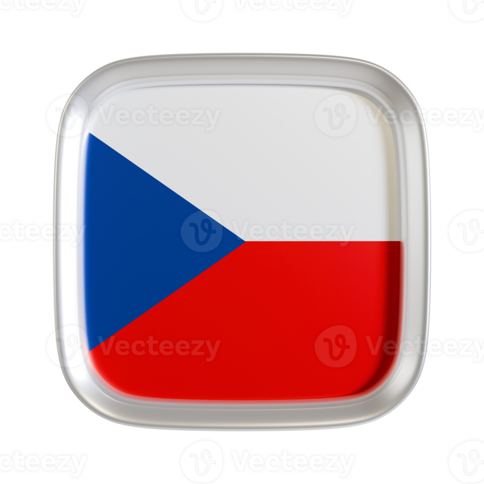 Czech flag 3d square icon. png