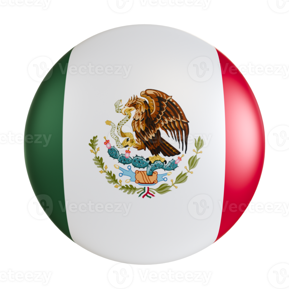 Mexico flag 3d circle icon. png