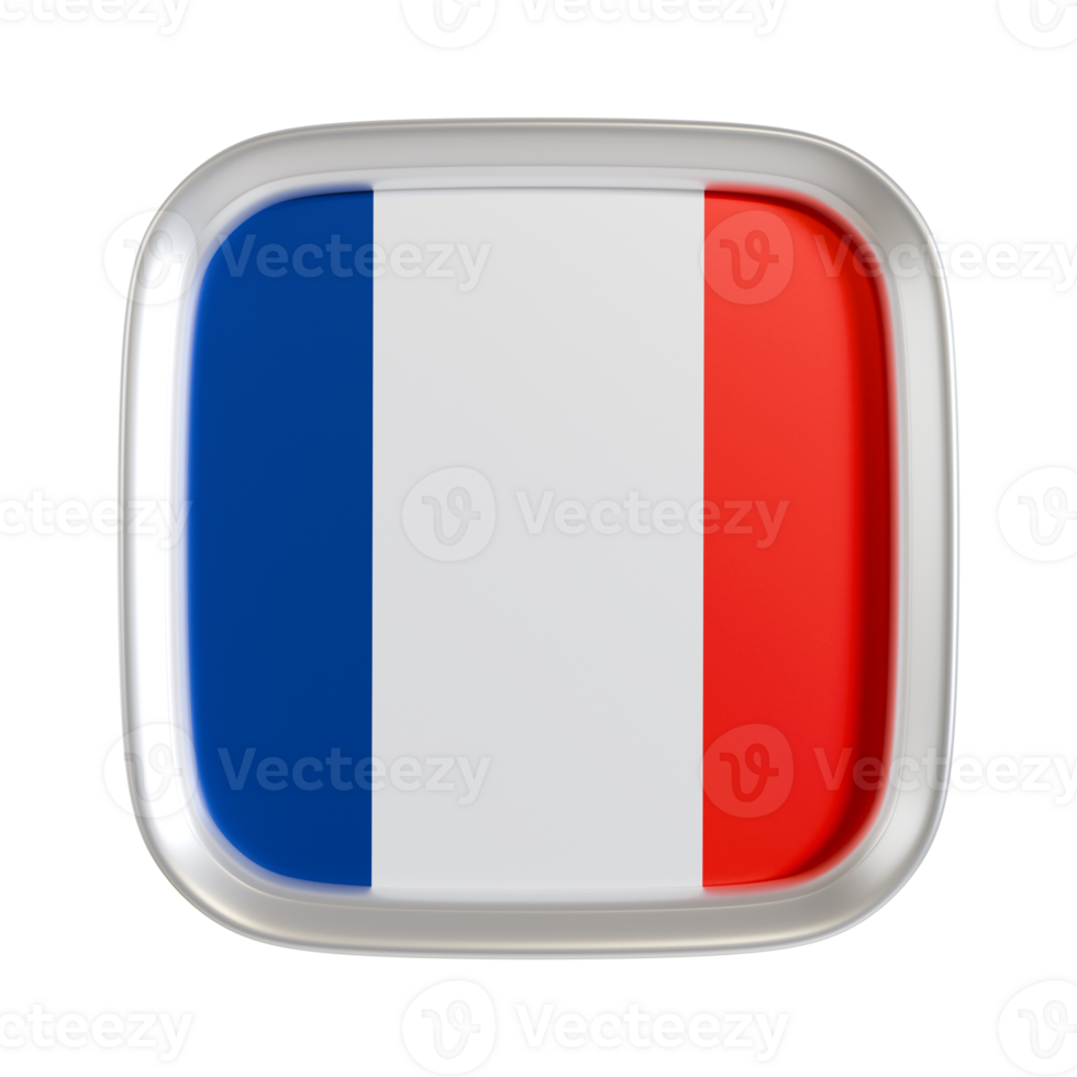 France flag 3d square icon. png