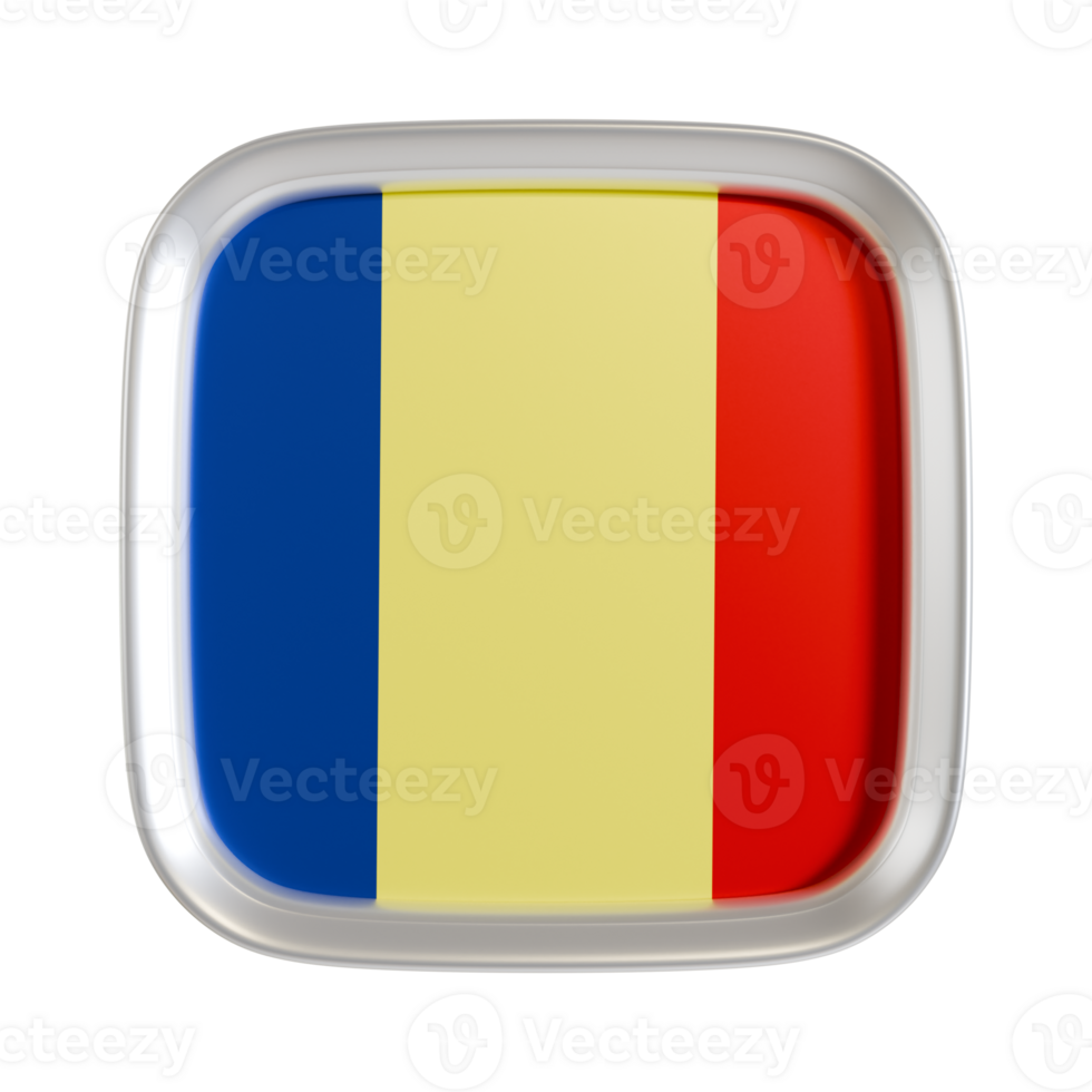Chad flag 3d square icon. png
