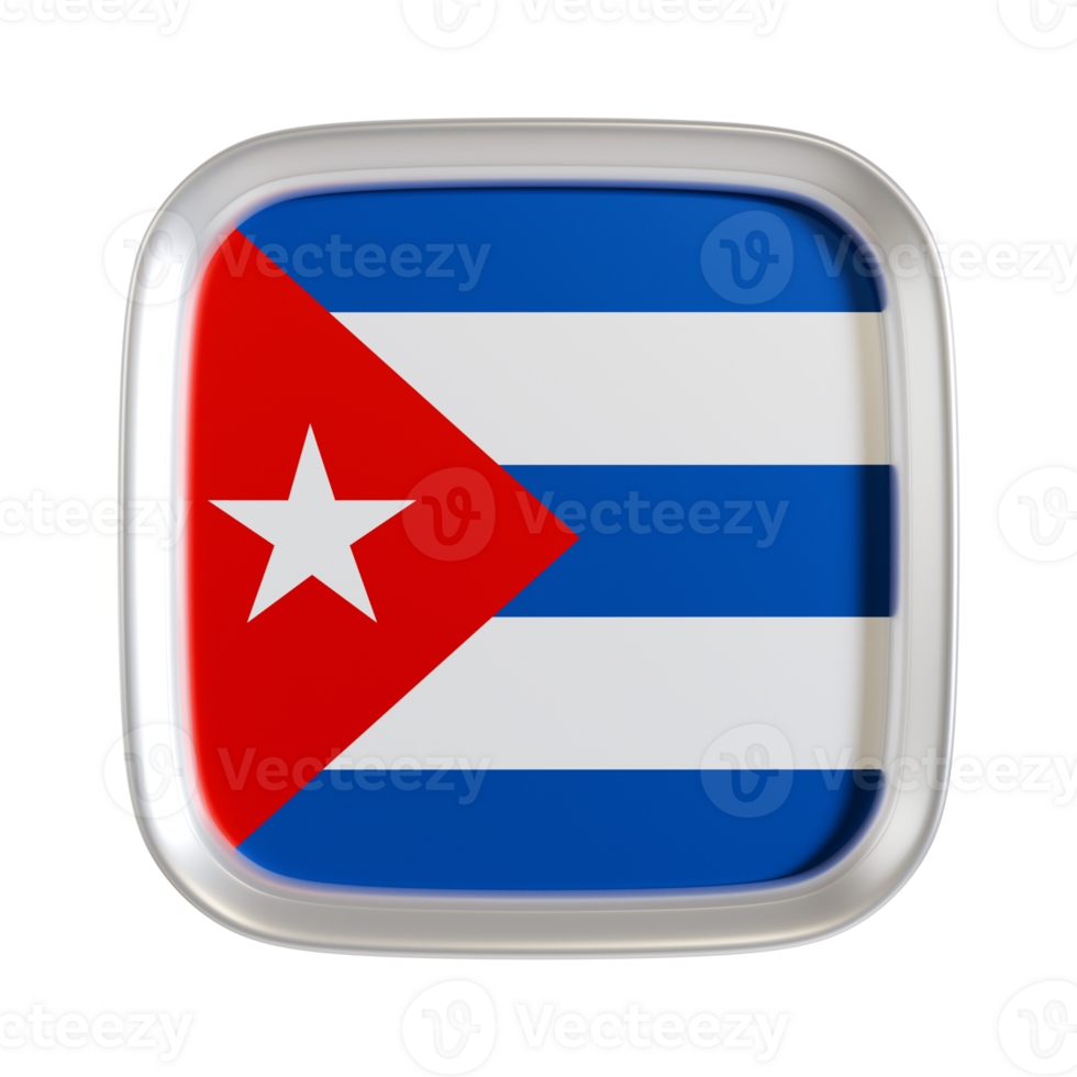 Cuba flag 3d square icon. png