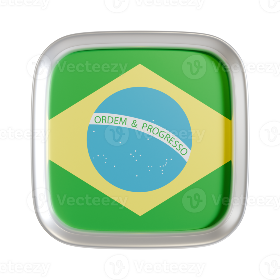 Brazil flag 3d square icon. png