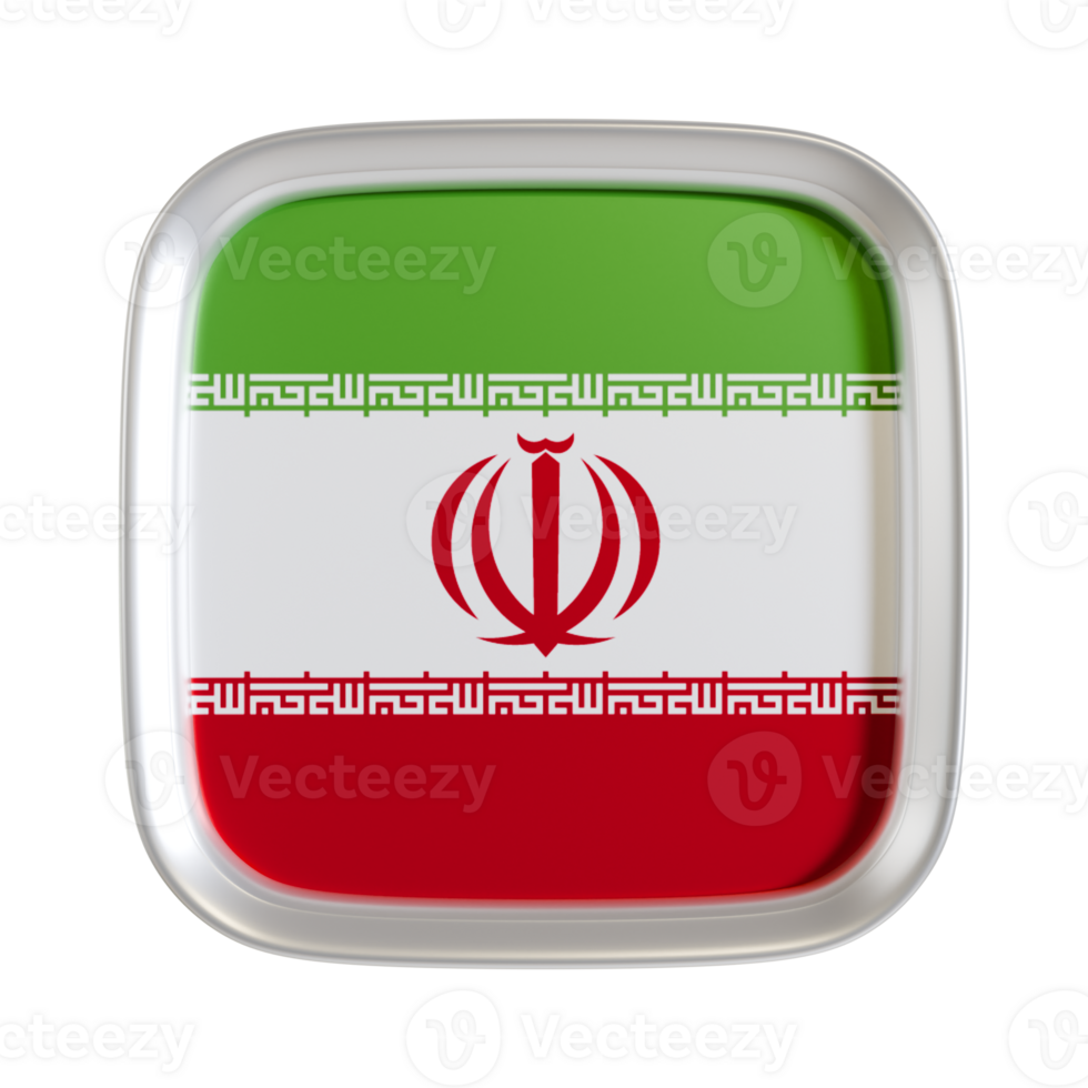 Iran flag 3d square icon. png