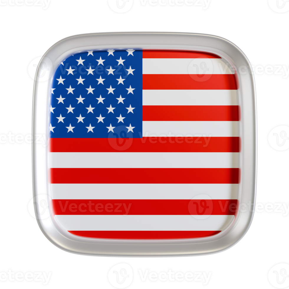 America flag 3d square icon. png