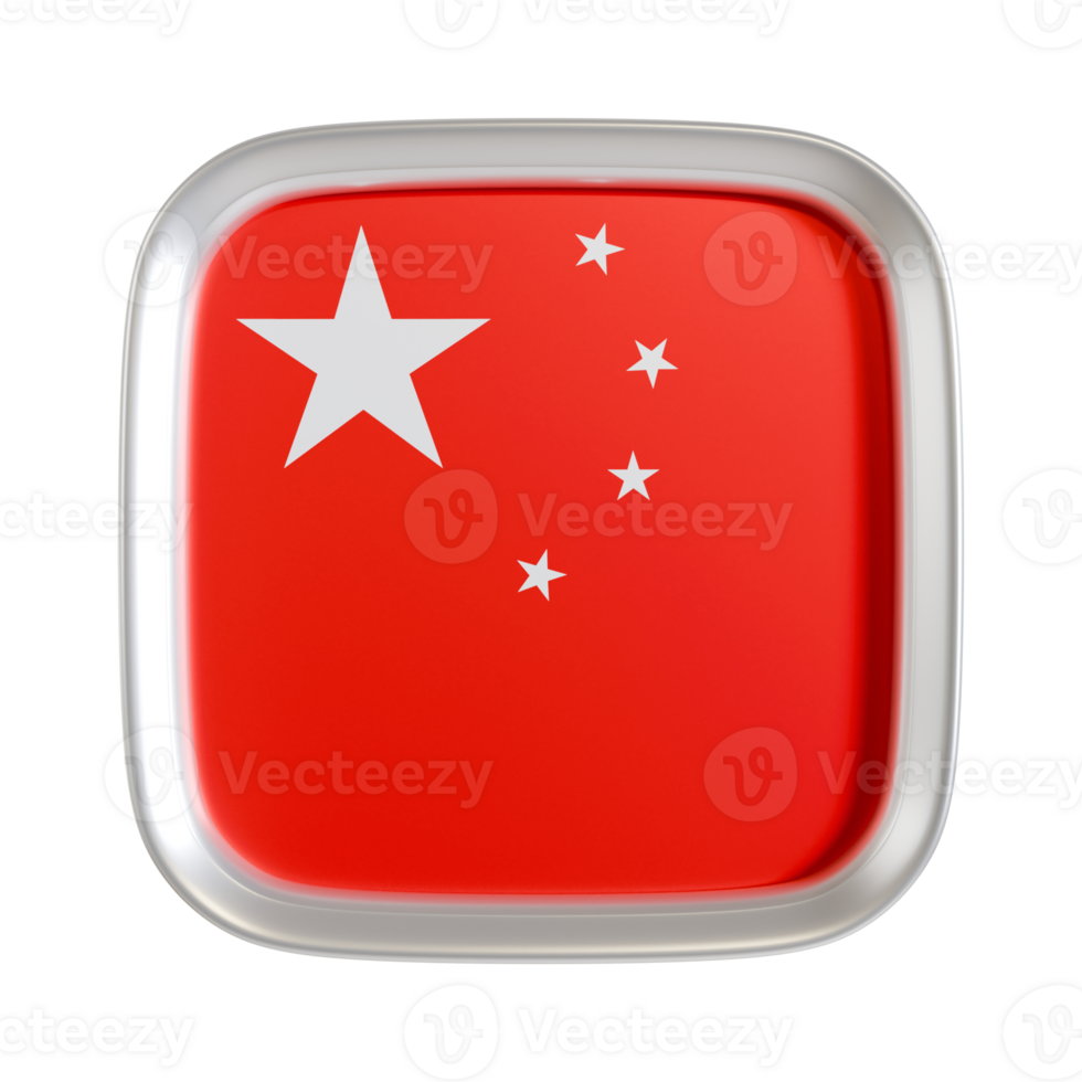 China flag 3d square icon. png
