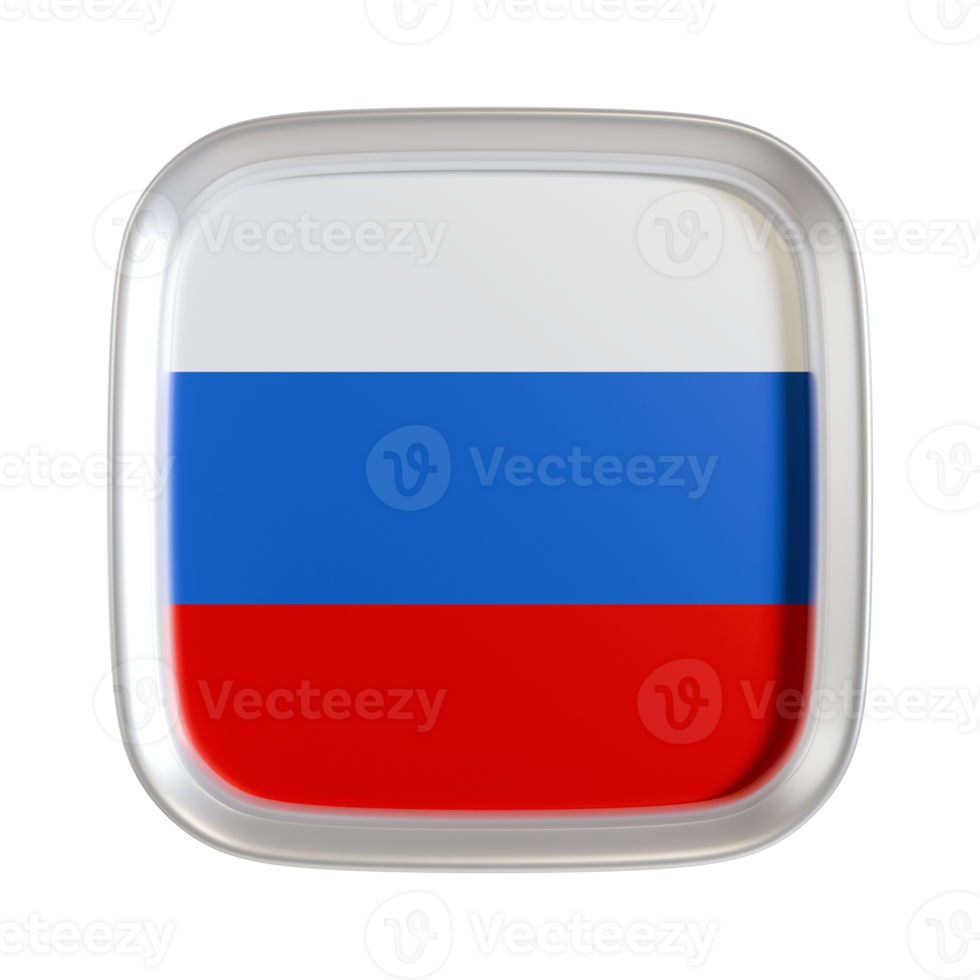 Russia flag 3d square icon. png