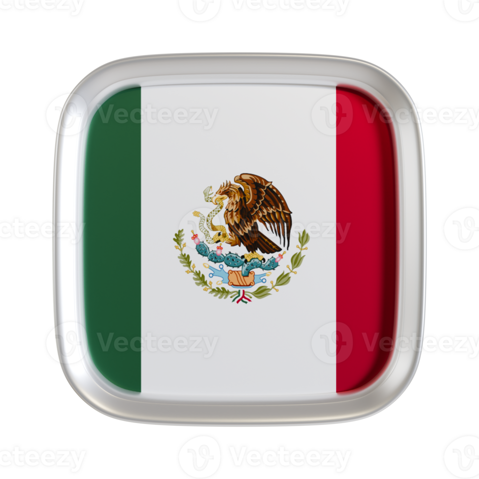 Mexico flag 3d square icon. png