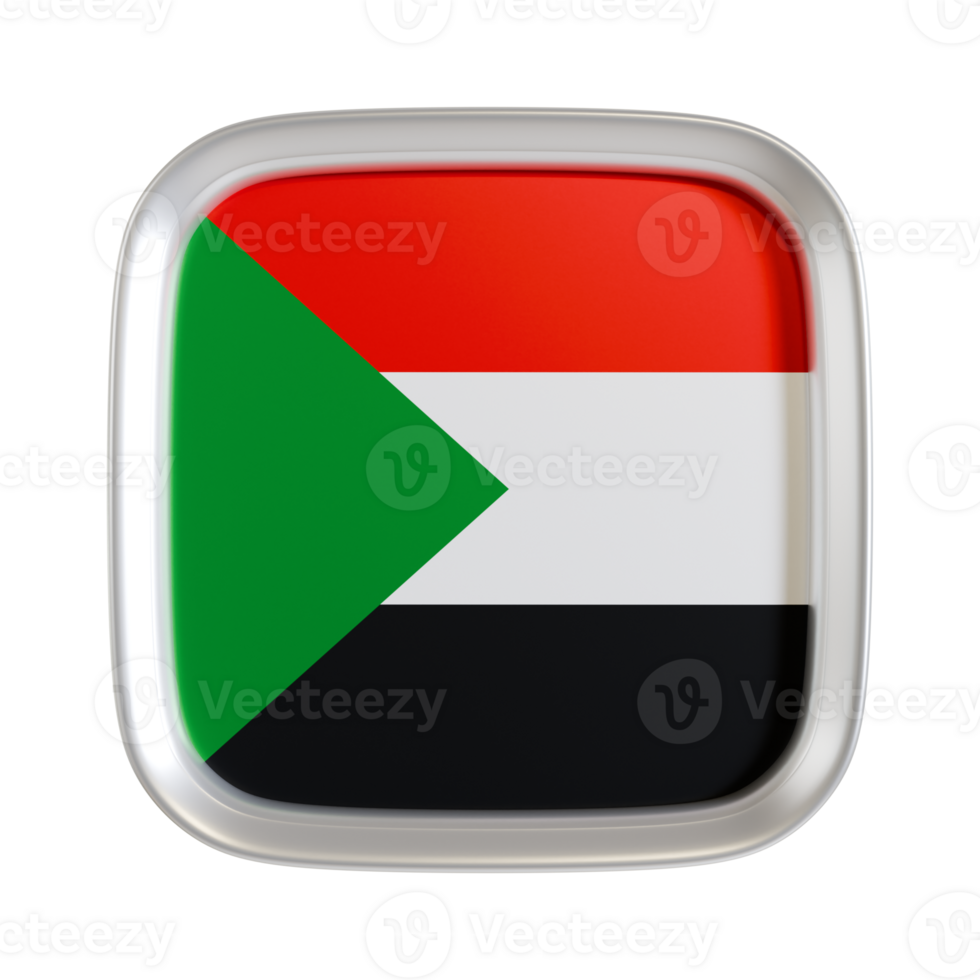 Sudan flag 3d square icon. png