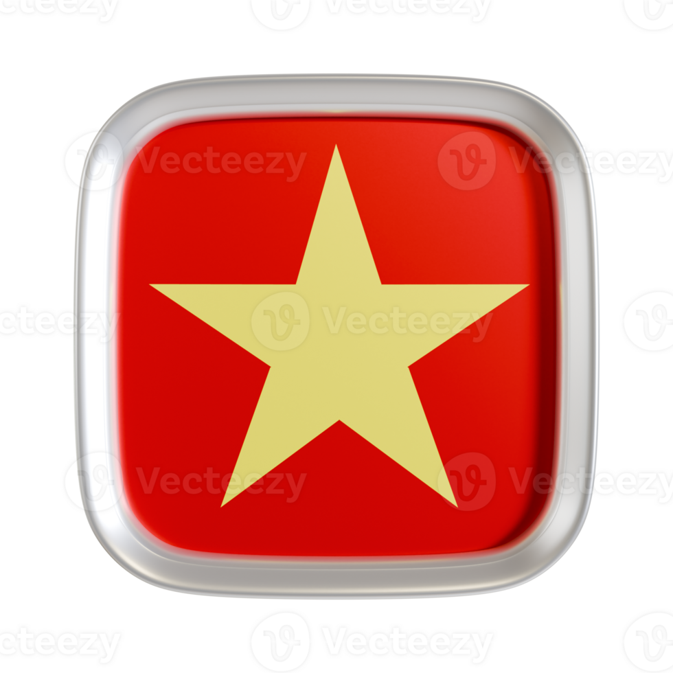 Vietnam flag 3d square icon. png