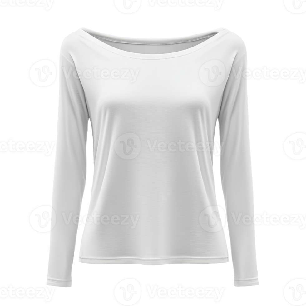 A white long sleeve top with a scoop neck png