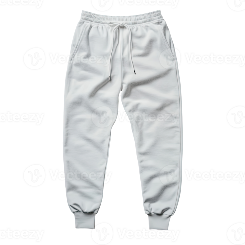 A white sweat pant with a zipper on the side png