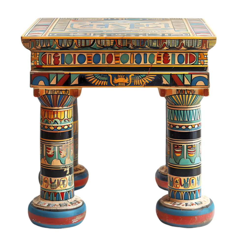 Egyptian Antique Wooden Table with Pillars png