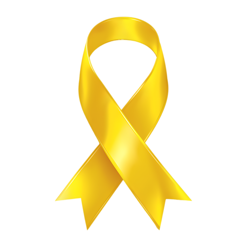 Clean minimal image of yellow awareness ribbon for social causes and campaigns png