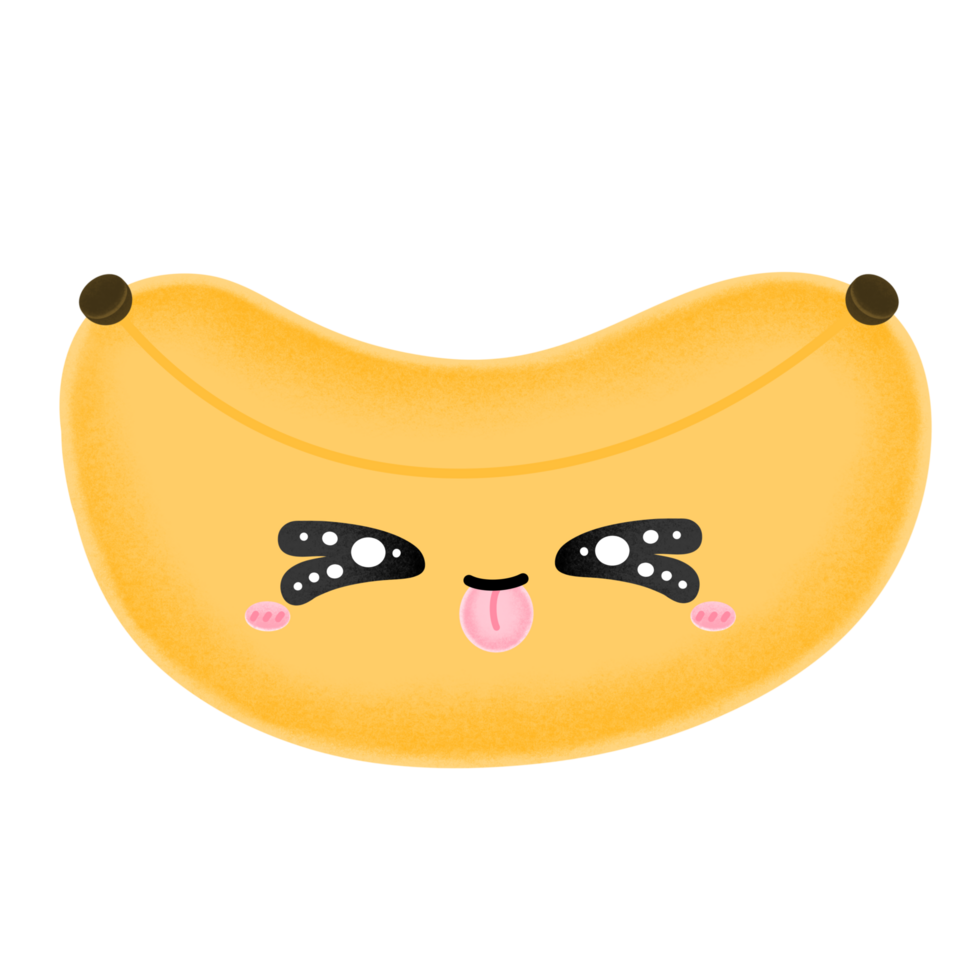 Cute Banana Emoji Mascot Character Kawaii Cartoon illustration Banana Emotional Banana Adorable Face Kawaii Banana Banana Funny Face Banana Funny Emotional png