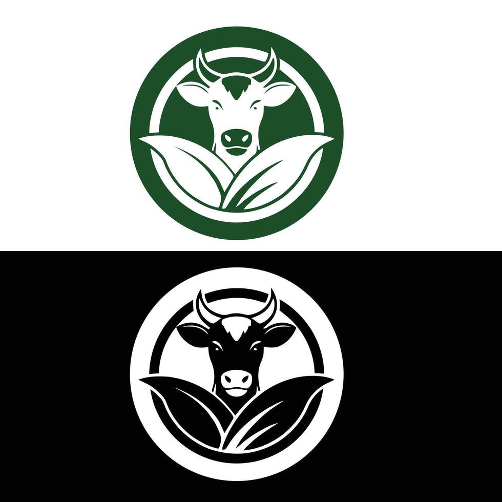 black and green Cow Logo design . vector