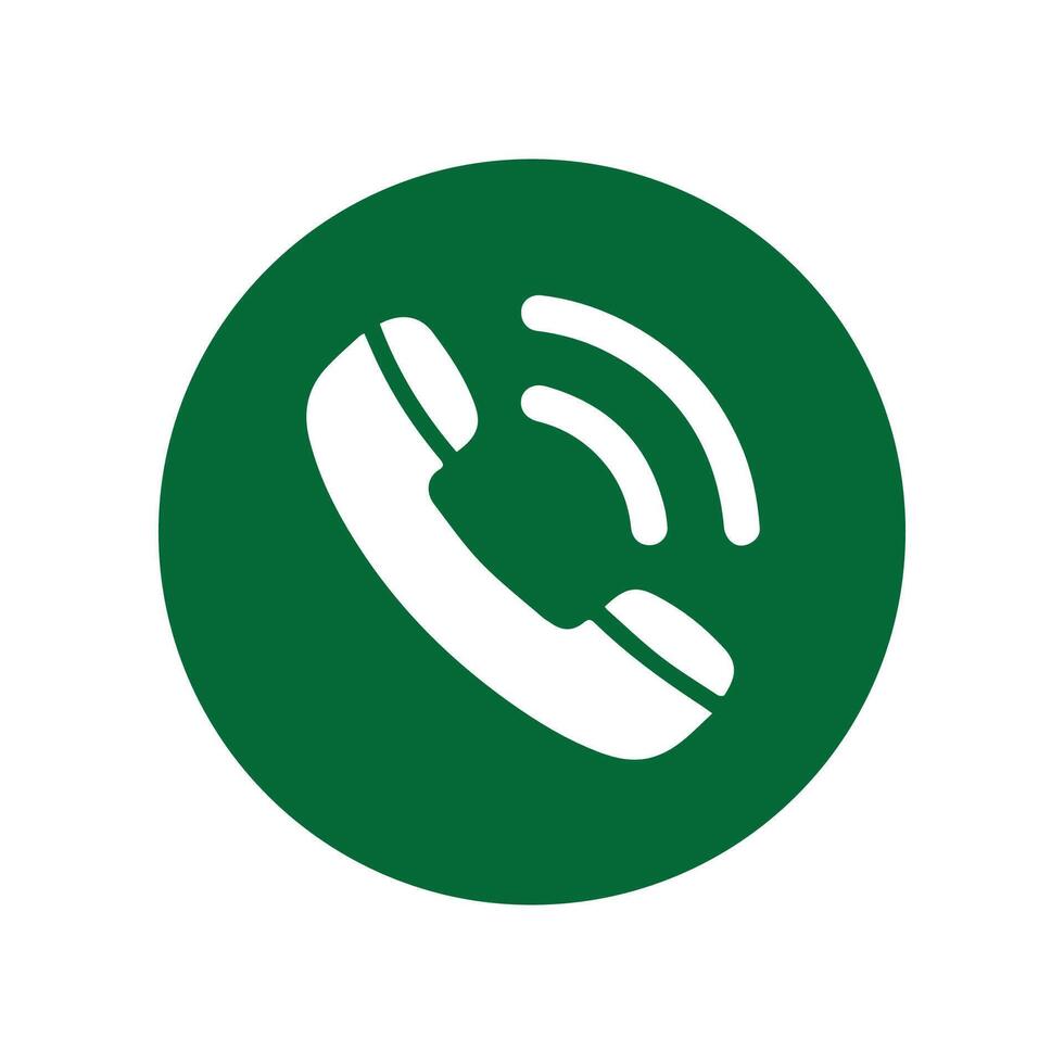 Call Button Icon Flat Phone in Green Circle vector