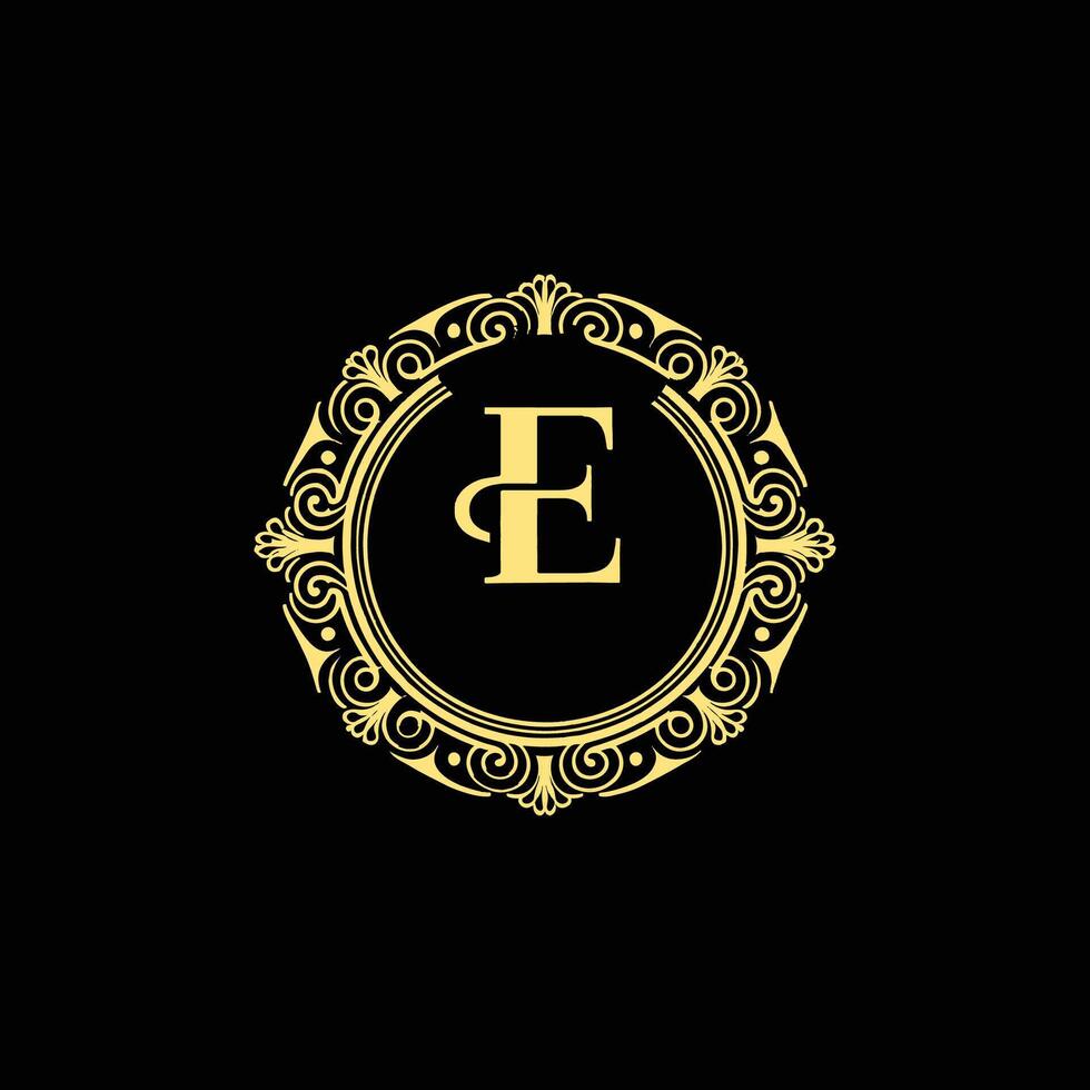 Royal E Alphabet Decorative Badge Logo vector