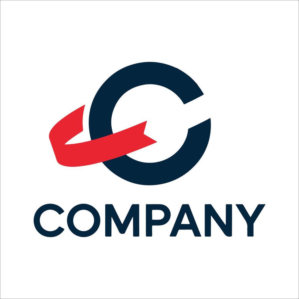 Modern Letter C Logo Design with Red Ribbon Corporate Branding Icon vector