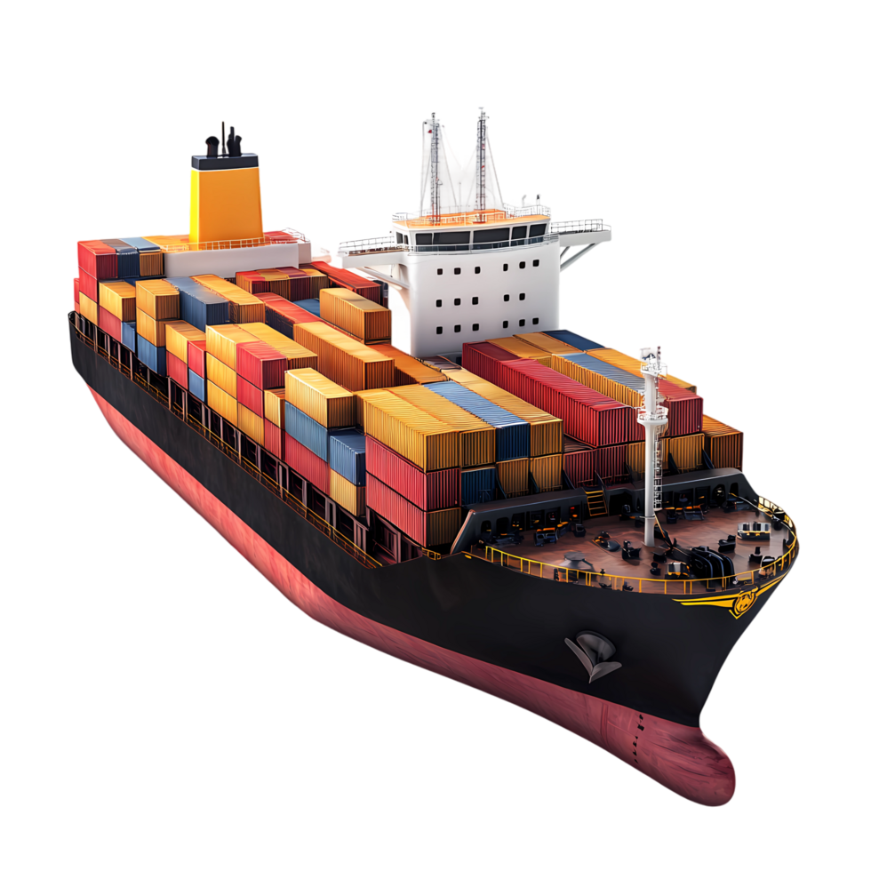 a large container ship on a transparent background png
