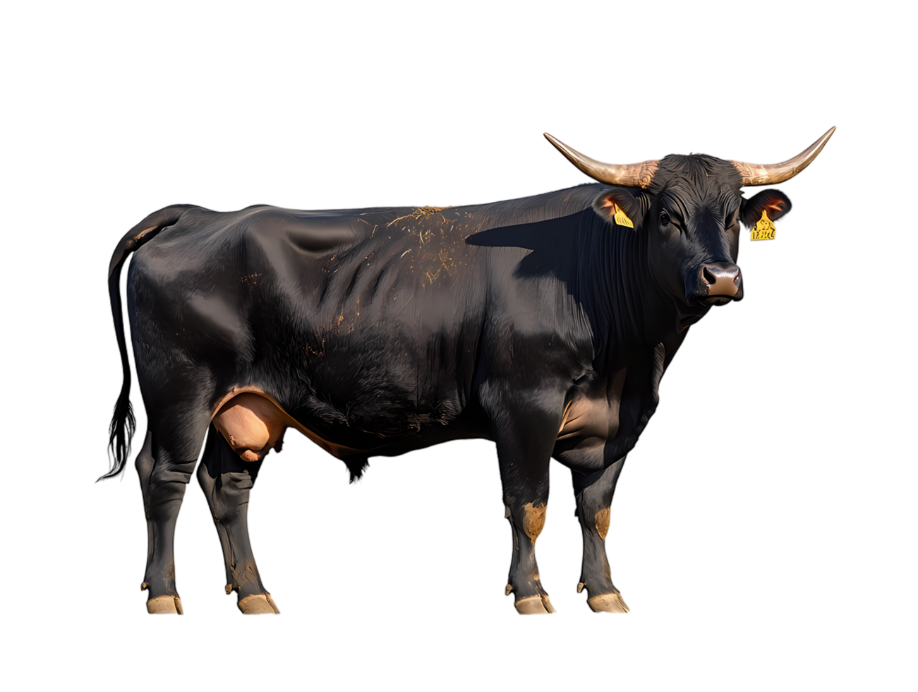 a black bull standing on a transparent background png