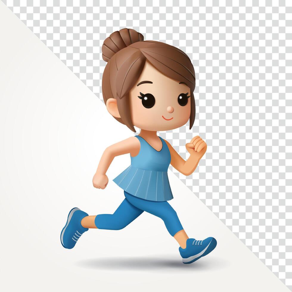 Woman running jogging, 3d. suitable for health vector