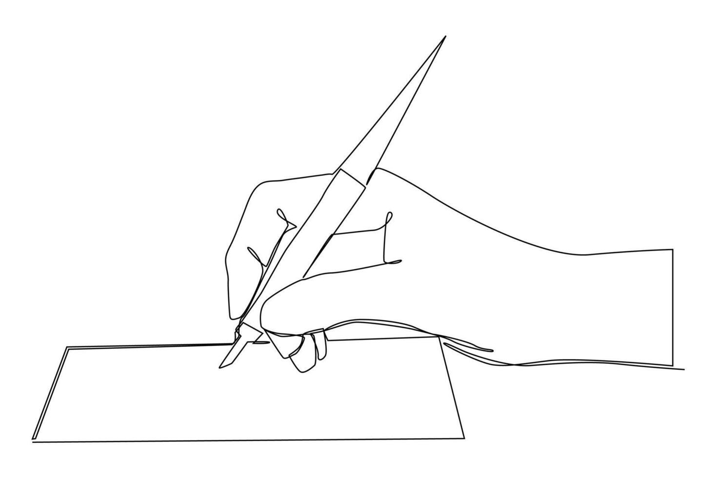 continuous one line drawing of hands writing letter. vector