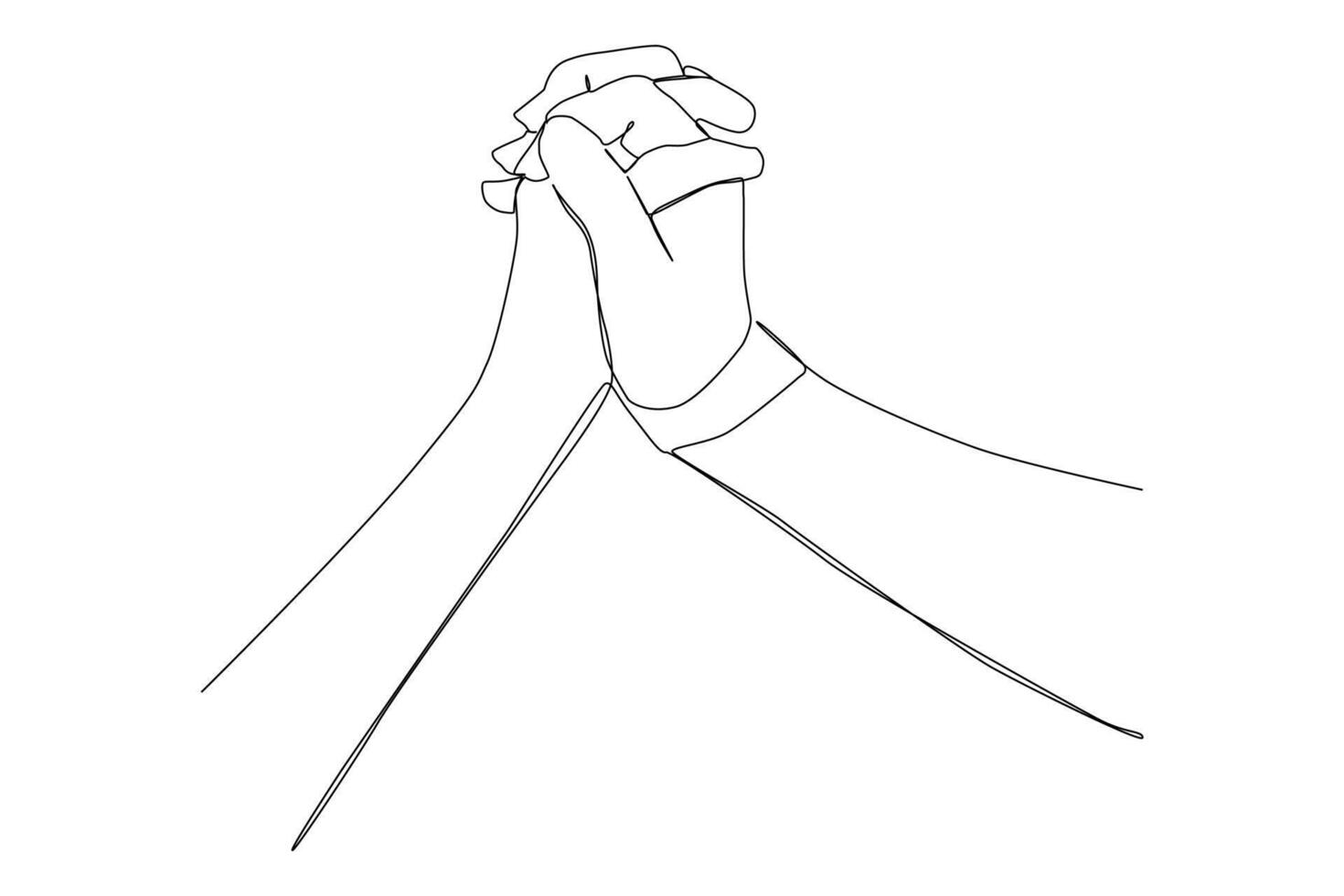 Continuous one line drawing of business men shaking hand to deal a project vector