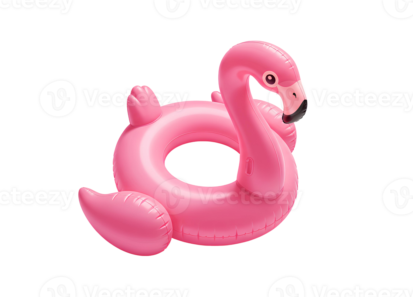 Top view of pink flamingo inflatable float isolated for beach party and summertime fun graphics png