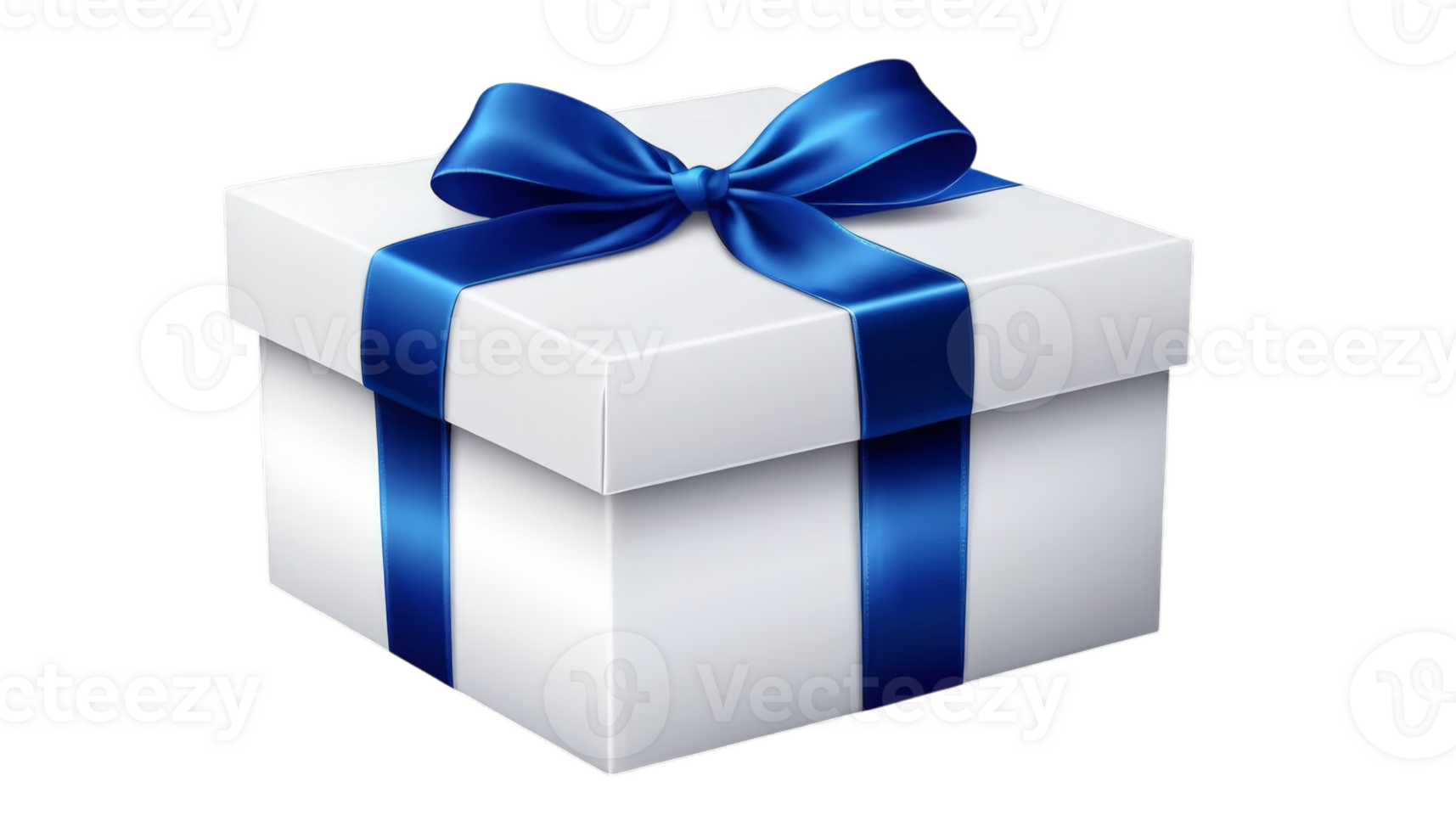 An elegant white gift box featuring a bold blue ribbon. Suitable for weddings, events, and formal occasions, enhancing the celebration's beauty. png