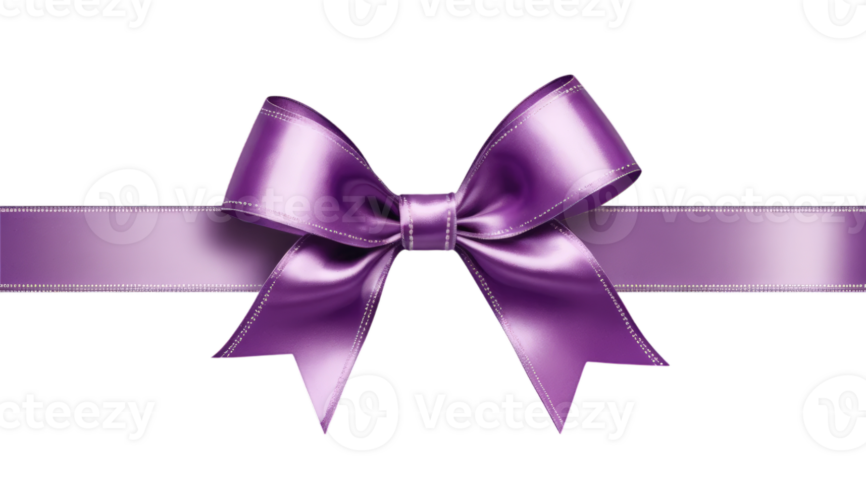 Luxurious purple satin bow with a matching ribbon, ideal for gift wrapping, festive decoration, celebratory events, or special occasions conveying elegance. png