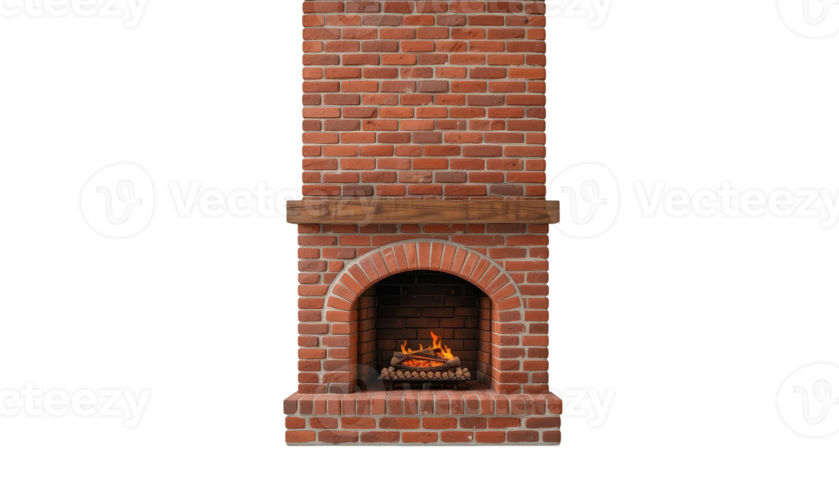 Classic brick outdoor fireplace with chimney, suitable for patios, gardens, outdoor kitchens, creating cozy warmth, ambiance, and a focal point for gatherings. png