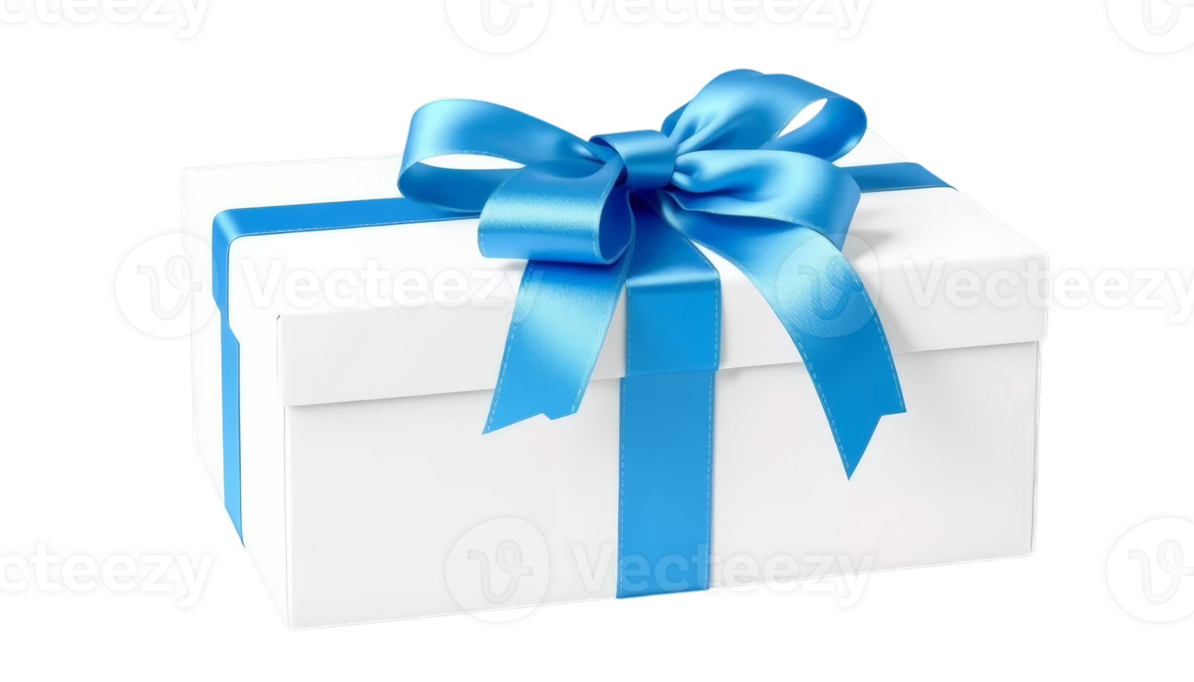 A pristine white gift box elegantly tied with a light blue ribbon. Ideal for birthdays, holidays, or any occasion that calls for a touch of sophistication. png