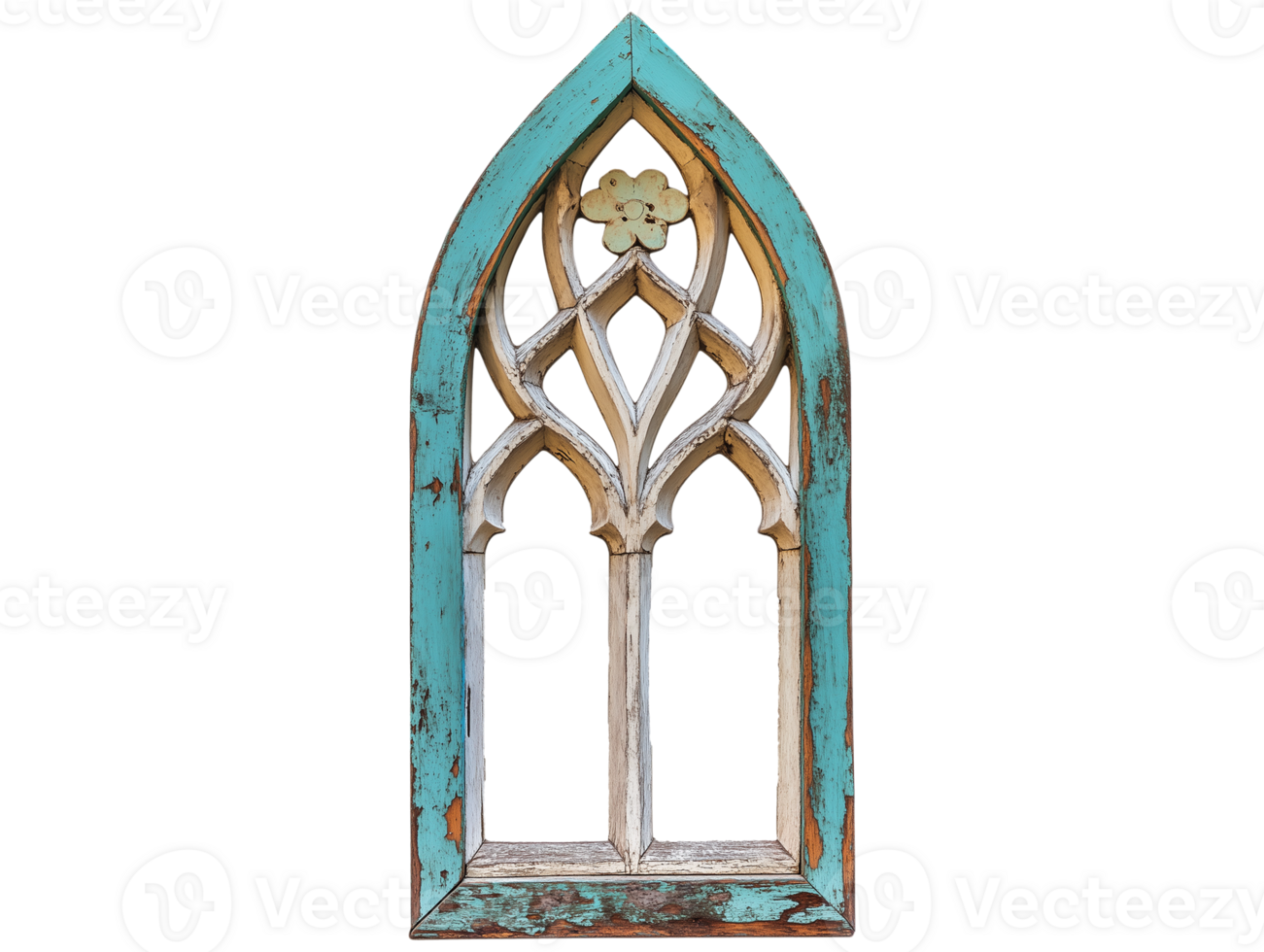 Gothic Arch Window Frame with Ornate Design png