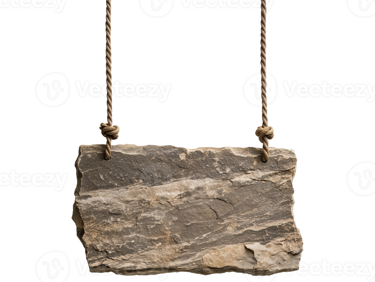Grey stone sign with rope hanging png