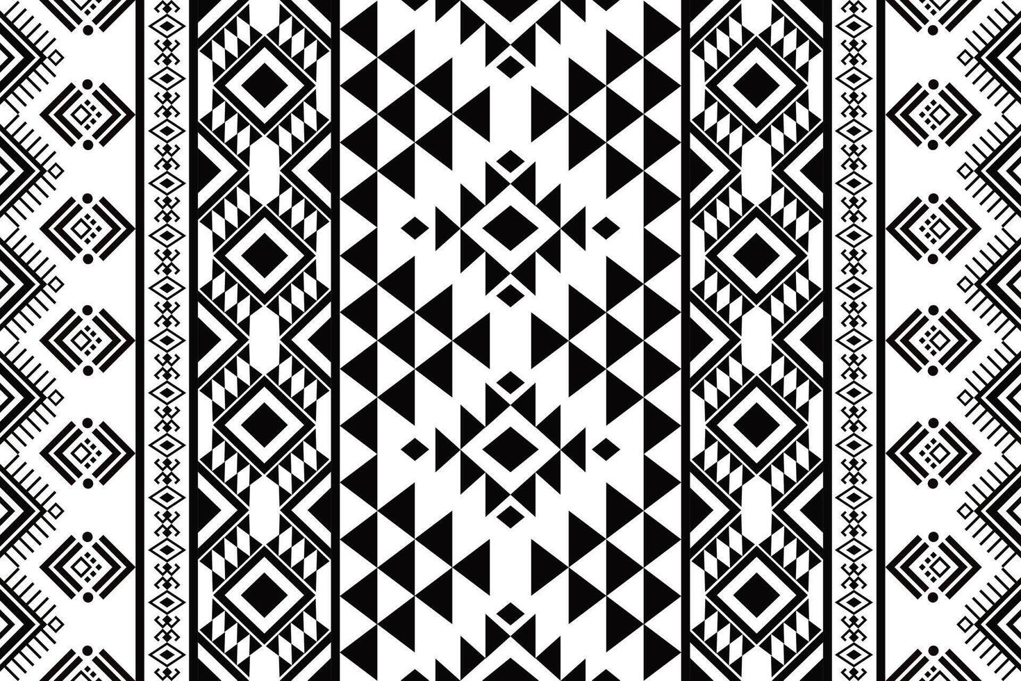 Ethnic southwest tribal navajo ornamental seamless pattern fabric black and white design for textile printing vector