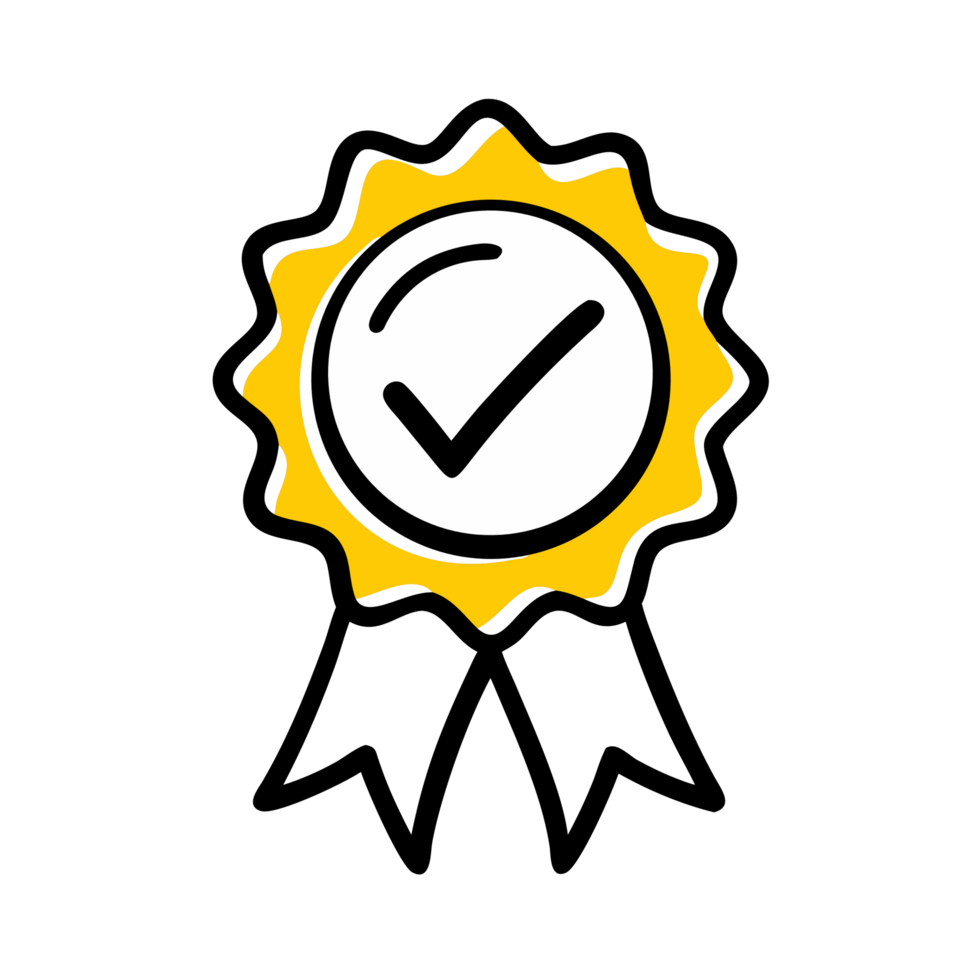 A yellow sun with a tick mark on it png