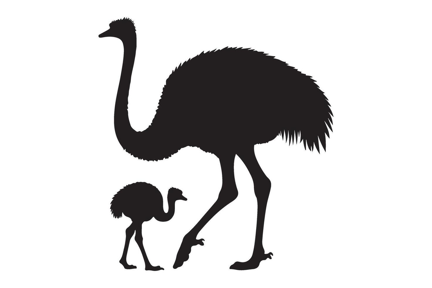 Ostrich with Baby Silhouette Design for Educational and Wildlife Projects vector