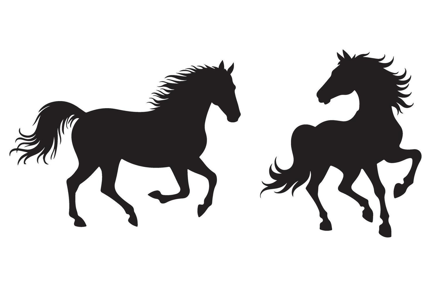 Strong Horse Silhouette Set Illustration for Western Theme Graphics vector