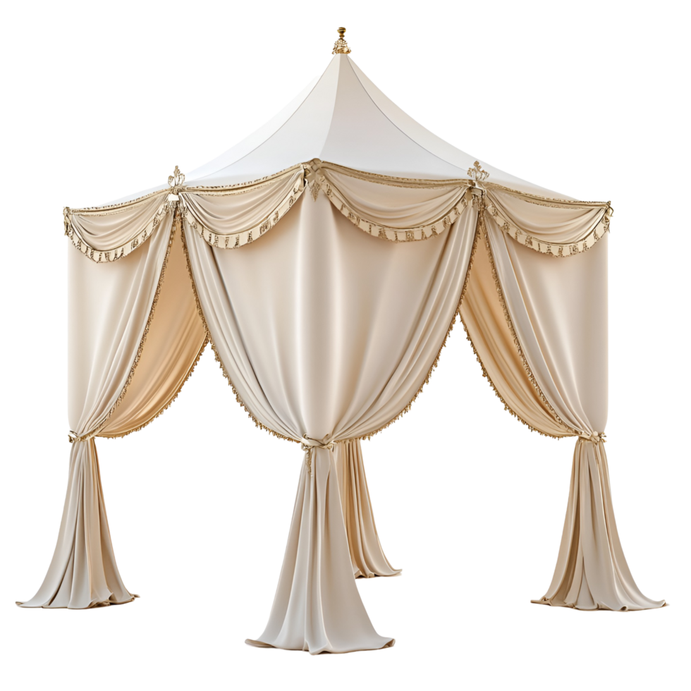 A white tent with a canopy and curtains png
