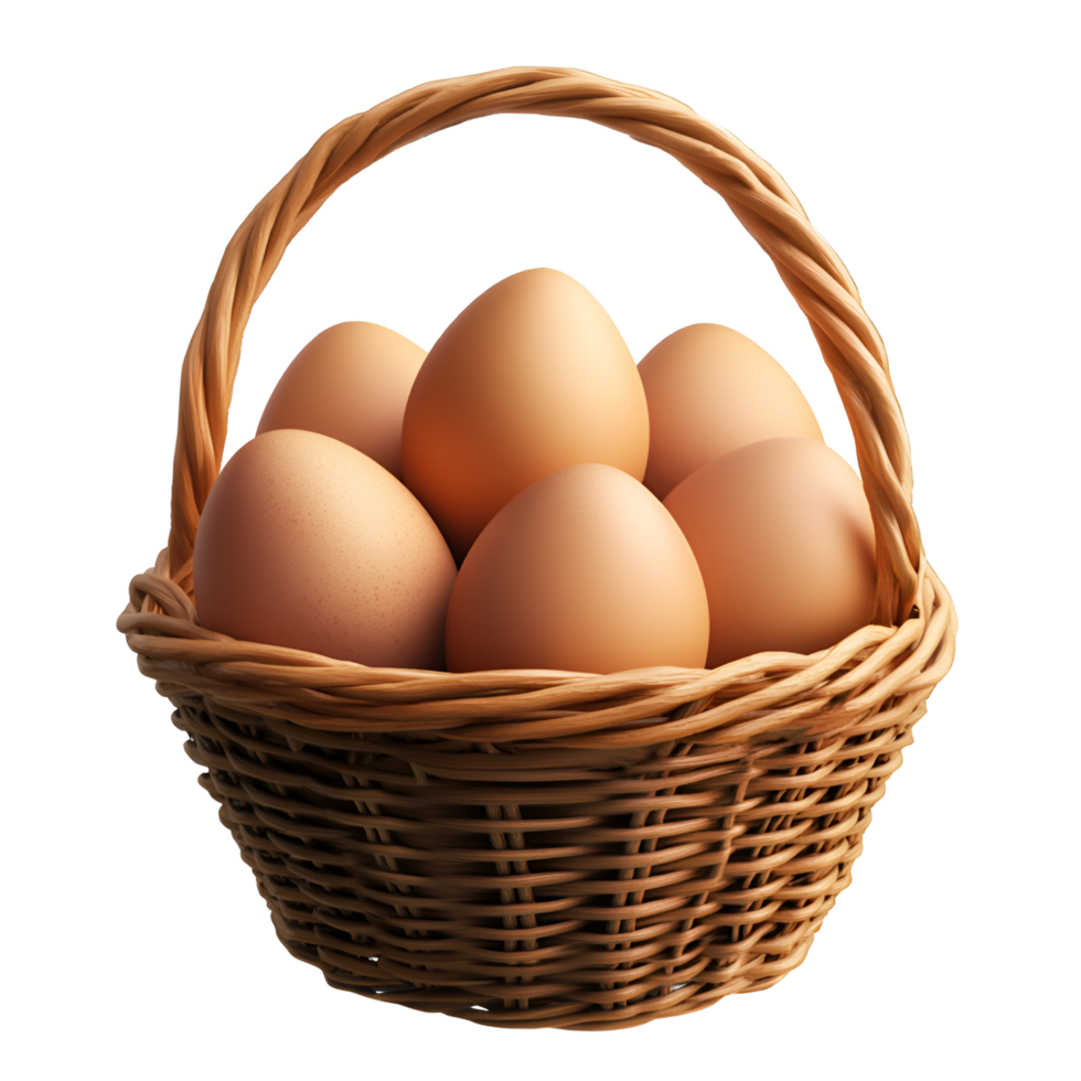 A basket full of eggs on transparent background png