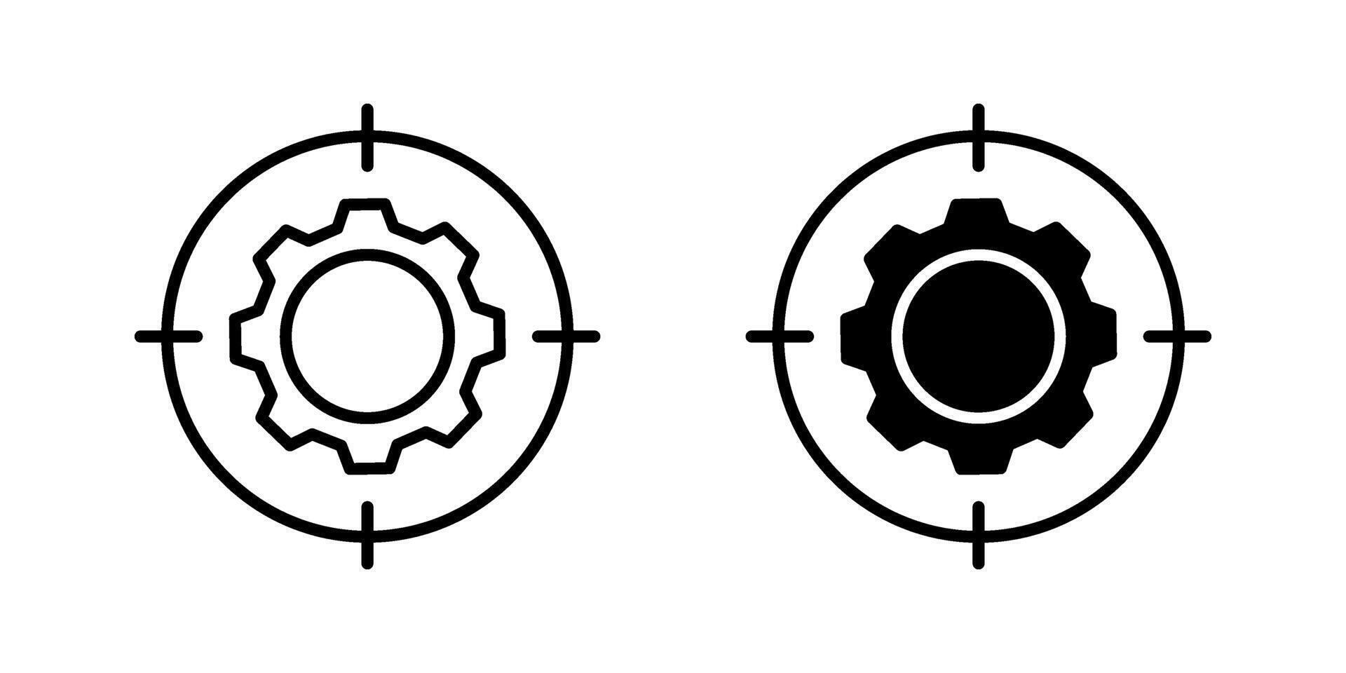 Gear target Icon set Symbol isolated white background. illustration. color editable. vector