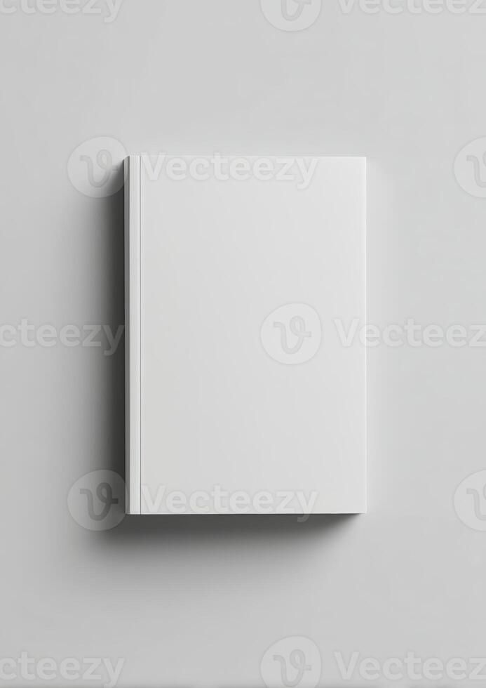 Simple white book cover design empty and blank in neutral background photo