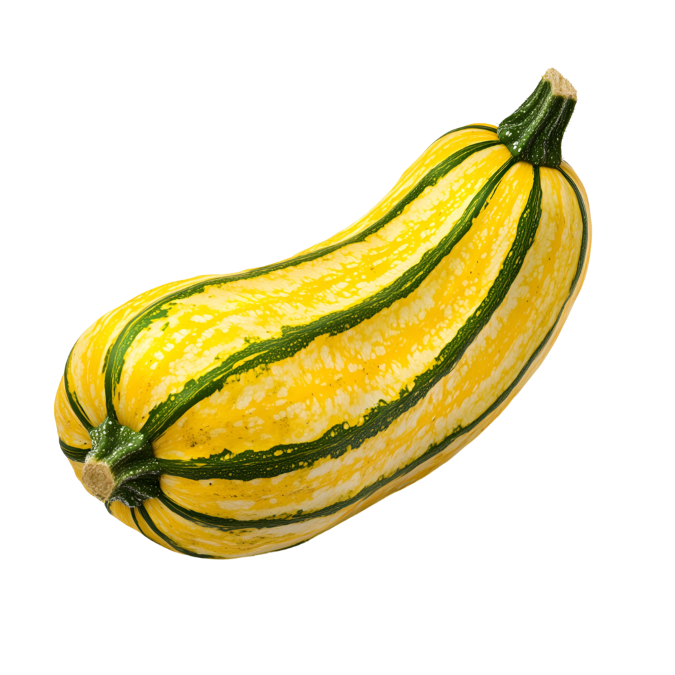 A yellow squash with green stripes on it png