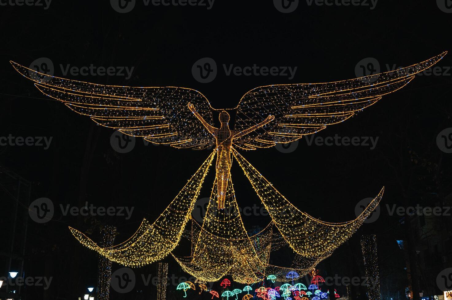 A charming display of festive lights inspired by a serene and angelic motif photo