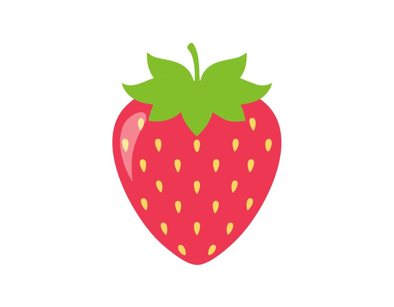 Juicy red strawberry with bright green stem, full of flavor and freshness, perfect for food content, dessert design, or healthy lifestyle visuals. vector