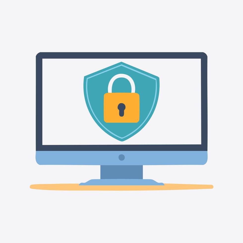 Insecurity on monitor in trendy flat style isolated on white background. illustration. vector